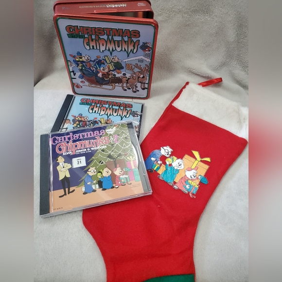 Christmas with the Chipmunks Collectible CD set and Stocking - Picture 2 of 4